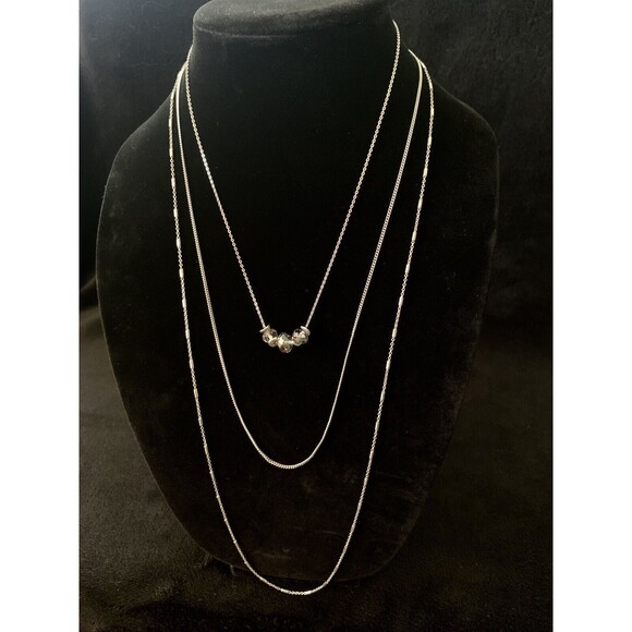 LOFT Multi-strand Silvertone Beads Necklace - Picture 7 of 8